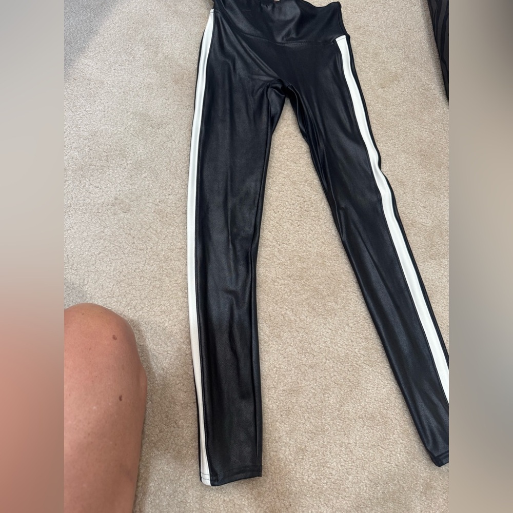 Spanx faux leather striped leggings. Size small. Excellent condition. Worn